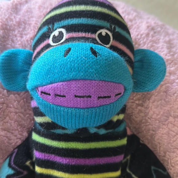 Sock monkey Justice Just for Girls early yo mid 2000’s black purple blue fleece - Picture 2 of 13
